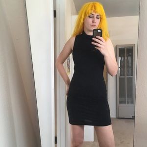 Turtle neck black dress mid length stretchy